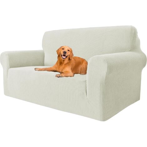 BUNTHAUS 140 180cm Housse Canapé Extensible 2 Places, Housse De Canapé avec Accoudoirs, Super Élastique Sofa Cover Universelle, Moderne, Antidérapante, Antisalissure, Lavable, Naturel (1/5)