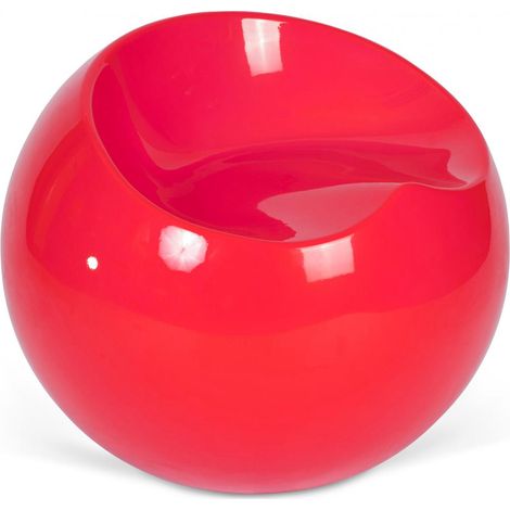 Poltrona Ball Moderna con Design Contemporaneo in ABS – Seduta Rotonda Lucida per Casa e Ufficio – Cerchio Rosso