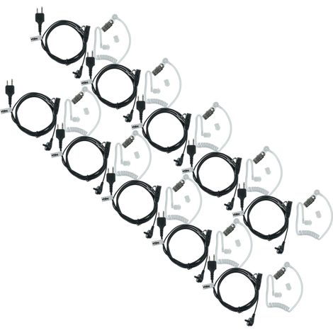 vhbw 10x Headset earpiece compatible with Icom IC-M10E, IC-J12, IC-H6, IC-H2, IC-H16 Radio Walkie Talkie + PTT Microphone, acoustic tube