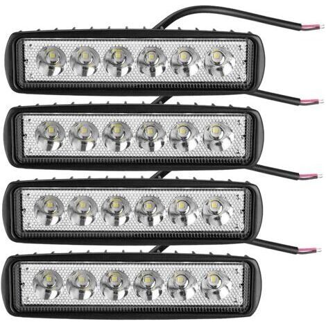NALOOKAMIC 4pcs Phare de Travail Led 6 pouces 18W, 12v 24v 6000K Blanc Projecteur LED Voiture Feux de Travail Lampe de Travail pour Camion Tracteur 4x4 ATV SUV Moto
