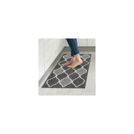 Tapis de cuisine antidérapant, absorbant, résistant à la saleté, 100 % polypropylène, lavable en machine, 45 x 75 cm, noir (1/5)