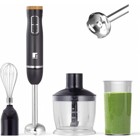 BERGNER OLIVAR  Batteur à main 1000 W  2 vitesses  Axe démontable en acier inoxydable  Hachoir 600 ml  Batteur à main et verre doseur 600 ml  Dôme anti-éclaboussures  Haute performance (1/5)