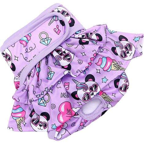 Couches pour Chien Femelle Motif Panda Mignon Anti-Fuite Respirant Réutilisable Lavable Culotte Violet M (1/5)