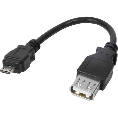 Adaptateur- USB 2.0 - USB A femelle - USB B micro prise male - 80mm - noir