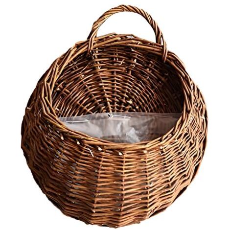 Panier à fleurs tressé, pot de fleurs coulissant fait main avec poignée, facile à suspendre, panier de rangement mural, panier de rangement mural pour jardin extérieur. (1/4)