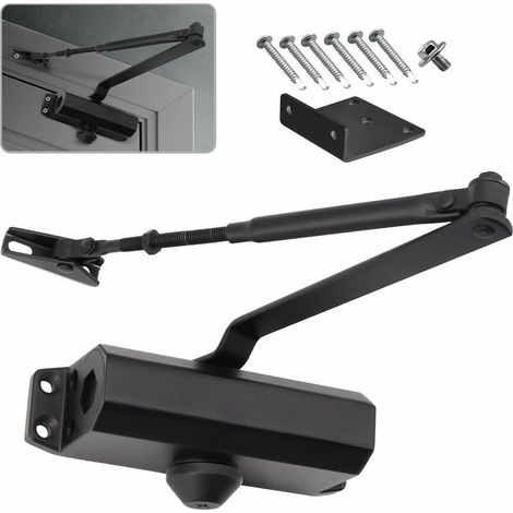 Ferme-porte Hydraulique Automatique avec Dispositif D'arrêt, Ferme Porte à Ressort Réglable, Tampon Fermé usage Commercial et Résidentiel Porte de 25-45 kg (1/5)