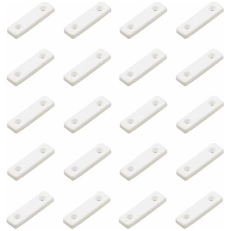 Lot de 20 patins glisseurs pour meubles à visser Plastique blanc Dimensions 50x14x5mm Protection sol pour chaises et meubles (1/2)