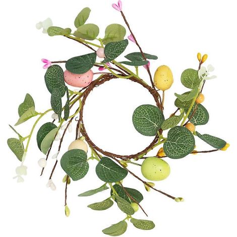Couronne de Pâques avec anneau pour bougie, 2 pièces, centre de table en plastique vert (1/5)