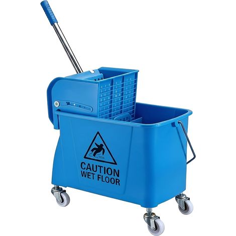 Carro para fregona con prensa, azul, capacidad de 22 litros. (1/5)