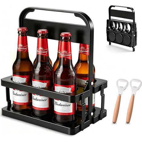 Porte-bouteilles en plastique pour 6 bouteilles avec 2 décapsuleurs (1/5)
