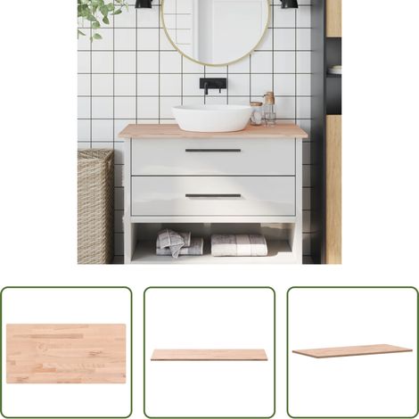 Bois de hêtre - Comptoir de salle de bain 100x50x1,5 cm bois massif de hêtre (1/5)