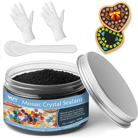 Enduit de jointement pour mosaïque à séchage rapide Noir 200g - Cristal clair pour mosaïque en verre, projets de bricolage et de rénovation (1/5)