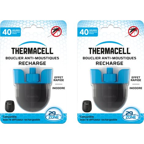 2 Recharges Liquide pour Bouclier Anti-Moustiques et Moustiques Tigres - Thermacell - 80 Heures Protection Totale - Zone de Protection 29 m² - THE55RECHARG40X2