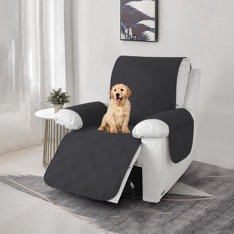 Sesselschoner Sesselauflage Relax mit Armlehnen Sessel Überwurf Bürostuhl für Relaxsessel und Überzug warm und weich zur Schonung der Polster Lehnenschutz 59x203cm (Schwarz)