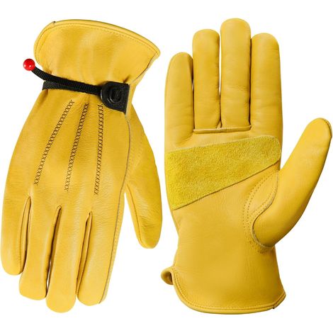 Filiyano-Gants de travail en cuir pour hommes et femmes, gants de jardinage renforcés et résistants, gants de travail en cuir de vachette, résistants (1/5)