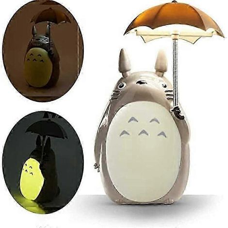 Lámpara de noche LED de Totoro para niños, lámpara de mesa de lectura recargable por USB, decoración de dormitorio con animales de dibujos animados para niños y niñas. (1/5)