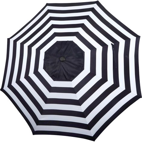 Auvent de rechange pour parasol de terrasse, parasol de marché, table d'extérieur pour 8 baleines, auvent uniquement (rayures noires et blanches) (1/5)