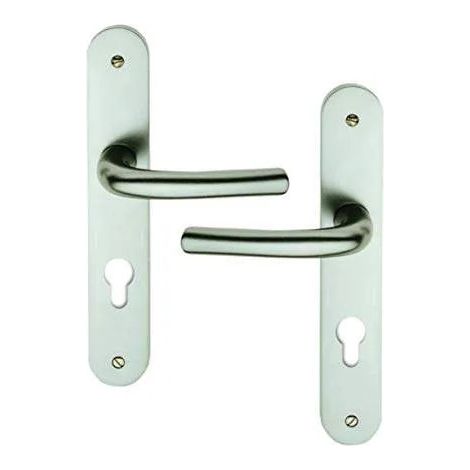 Conjunto de la manija de la puerta, en la placa del cilindro, de plata de aluminio
