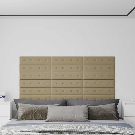 Wandkopfteilen 12 pcs Cappuccino 60 x 15 cm Kunstleder