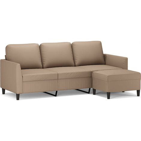 Canapé à 3 places,Sofa pour Salon,Banquette avec repose-pieds Cappuccino 180cm Similicuir CFW583333 (1/5)