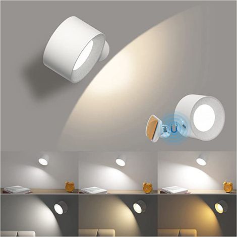 appliques murales LED lampes rechargeables avec 3 niveaux de luminosité boule magnétique rotative à 360° pour chevet couloir (1/5)