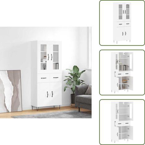 Stauraum - vidaXL Highboard Weiß 69,5x34x180 cm Holzwerkstoff - Wandhalterung (1/5)