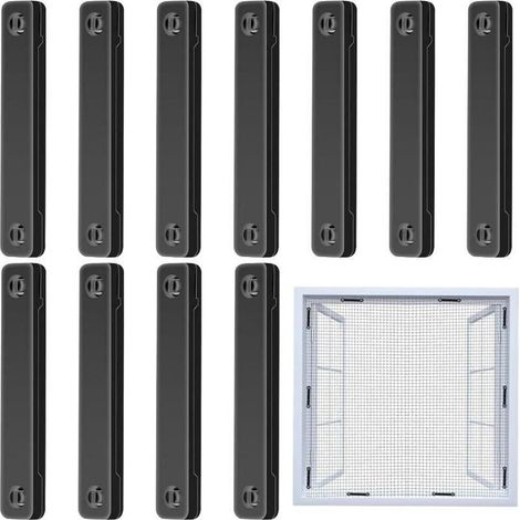 Lot de 12 attaches magnétiques pour moustiquaires - Noir, fixation solide sans trace, clips de fixation pour fenêtres et portes, adaptés aux appartements, chambres d'enfants et espaces de vie (1/5)