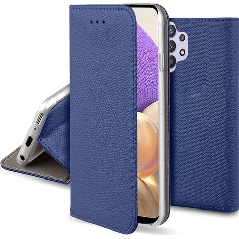 CUSTODIA PER SAMSUNG GALAXY A32 5G SMART MAGNET CLOSED BOOK BLU NAVY + VETRO (1/5)