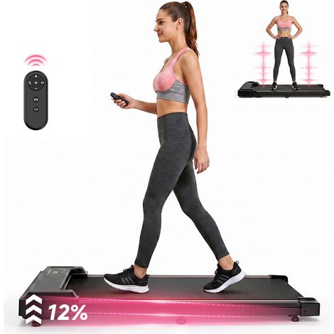 Tapis de Marche FT33 - Tapis de Course Silencieux 2,0 HP, 6 Niveaux de Vibration, Inclinaison 12%, Vitesse 1-6km/h, Charge 120kg, Rose (1/5)