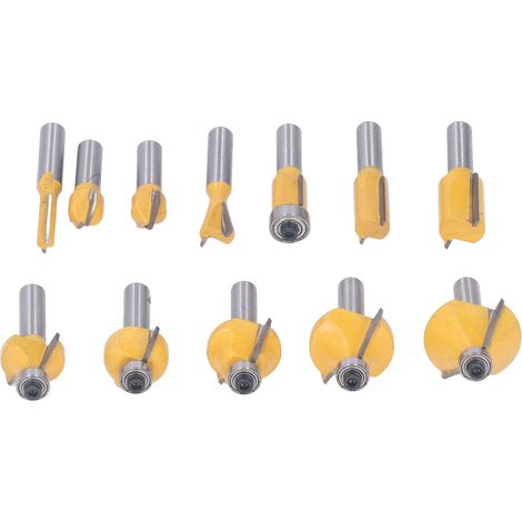 Set mit 12 8-mm-Hartmetall-Holzfräsern zum Schärfen, Nutenfräsen, Kantenfräsen, Profilieren und Feinbearbeiten, zylindrischer Schaft (1/5)