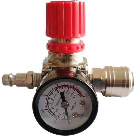 Regulador de presión neumático para compresor de aire de 1/4", válvula reguladora de presión con conexión de 180 psi y 12 bar (válvula de tres vías). (1/5)
