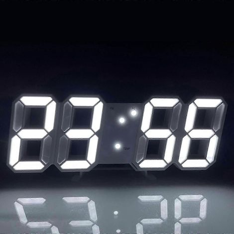 Horloge murale numérique LED 3D, décoration lumineuse avec mode nuit, horloge électronique réglable, horloge de table/murale, décoration pour salon. (1/4)