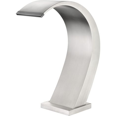 Cascada de Piscina/Griferia Exterior/Ducha de Cascada para Circuito SPA/Diseño Curvado para Interiores y Exteriores/Acero INOX S316 (Acero Cepillado)