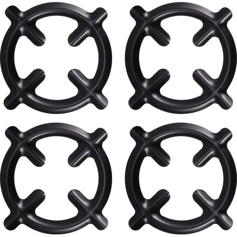 Lot de 4 anneaux de support pour cuisinière à gaz - Réducteur de plaque de cuisson - Réducteur de plaque de cuisson - Réducteur de gaz - Réducteur de gaz - Noir (1/5)