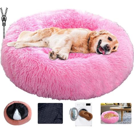 Hundebett Donut Nest 2XL 90cm Pink, Flauschig, Waschbar, Rutschfest