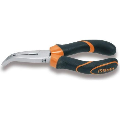 Pince à becs coudés plats longs striés branches gainées confort bi-matières