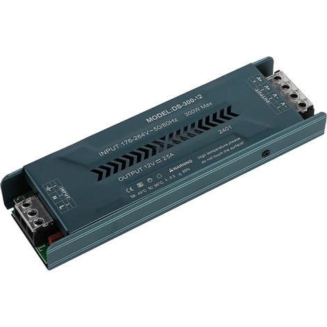 Transformateur LED Driver 220V AC à 12V DC Convertisseur 300W 25A Power Supply Ultra Mince Transfo Adaptateur Alimentation, d'alimentation Basse Tension Transfo LED de Tension Constante (1/5)
