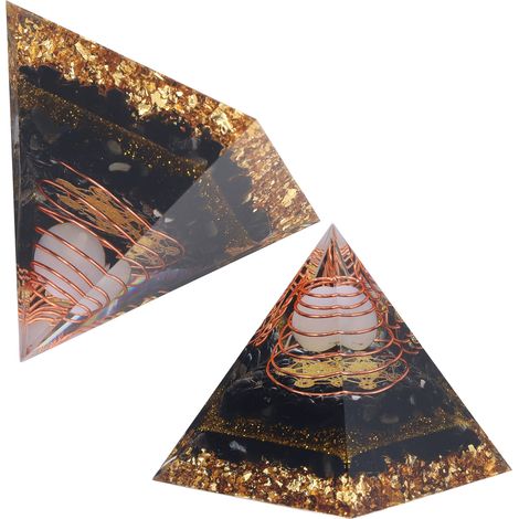 Chakra-Pyramide aus zerstoßenen Kristallen, Epoxidharz, Heilenergiepyramide, handgefertigte Heimdekoration (verpackt mit Schutzschaum) (1/5)