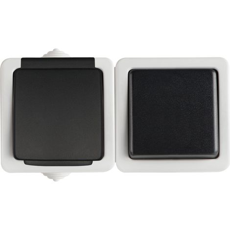 Interruttore e presa francese IP54 nera Kanlux Tekno (1/2)