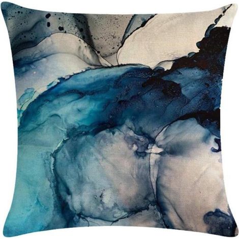 Lot de 4 housses de coussin d'extérieur, imperméable décorative bleu patio jardin 18 x 18 pouces (waterproof-4) (1/5)