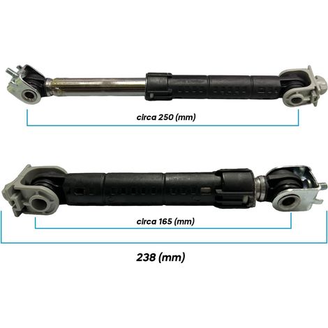 Coppia Ammortizzatore 120N per Lavatrici Ariston Hotpoint Whirpool Ignis, Confezione da 2 Pezzi, Dimensioni: 238/250 (mm) Foro Ø 9 (mm) per Modelli DLC7012 AWO/D 6127