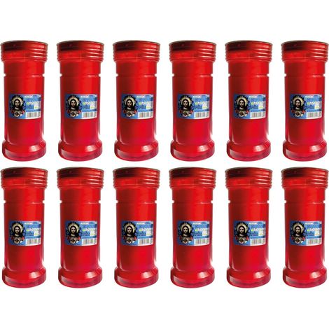 Cereria Di Giorgio - Confezione da 12 Ceri Votivi dedicati al Sacro Cuore - Modello P80 - Colore Rosso - Durata 60 ore (1/3)