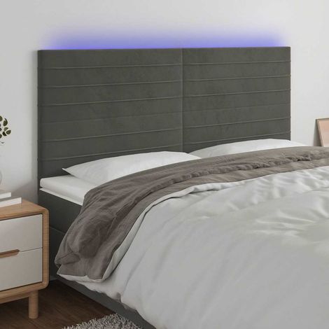 vidaXL Cabecero con luces LED terciopelo gris oscuro 180x5x118/128 cm (1/5)