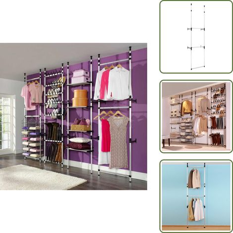 Système de garde-robe télescopique avec barres Aluminium - Portemanteau Télescopique - Armoire Extensible - Organisation De Placard - Système De Rangement - Dressing Pliable (1/5)
