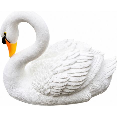 Fontaine décorative cygne flottant, sculpture de jardin en résine, cygne blanc, cygne noir à cou moyen pour cour extérieure (1/2)