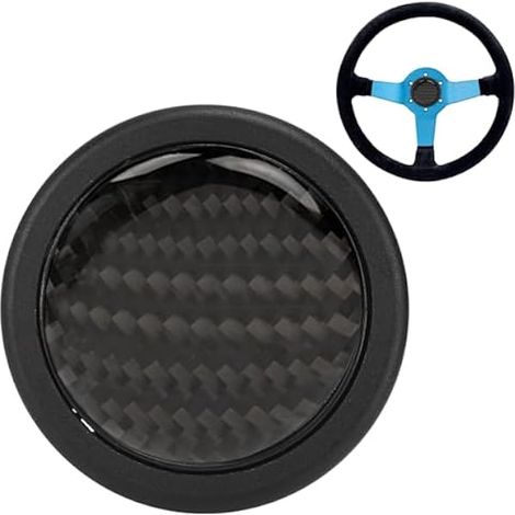 AUTO Bouton de klaxon de volant, Kits de boutons de klaxon externe en Fiber de carbone pour 6 boulons pour pièces modifiées de voiture automatique de volant Sparco (1/4)