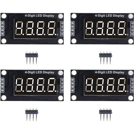 4 Sets Digital Tube Display Module LED 4 Digit 7 Segment 0.36in TM1637 Drive Chip White MRA110A (1/5)