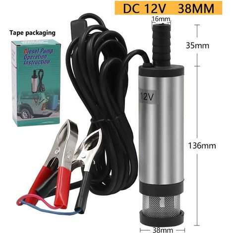 Silver - 12V Submersible Pump for Pumping Water, Diesel, 38mm Fuel Transfer Pump, Oil, Water, Electric Submersible Pump, DC Gasoline Pump, Diesel Pump (1/5)