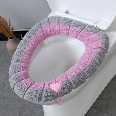 Couvre-Abattant De Toilette - En Polyester Épais Avec Poignée - Pour Siège Rond Et Rectangulaire - Lavable En Machine - Lot De 2 (1/5)