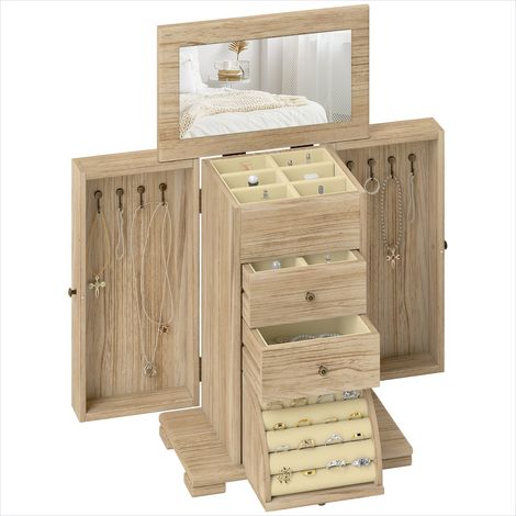 Coiffeuse Coffre à bijoux 4 niveaux bois paulownia 26,5 x 16 x (1/5)